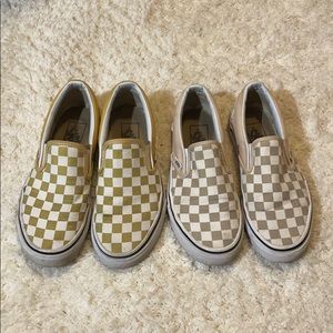 2 Pairs Checkered Vans Slipons